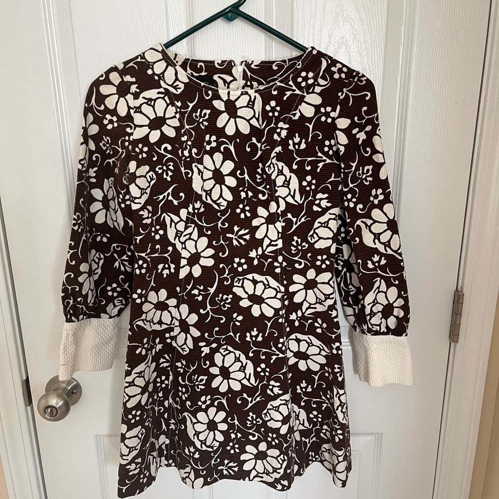 Floral Brown and White Women's Dress